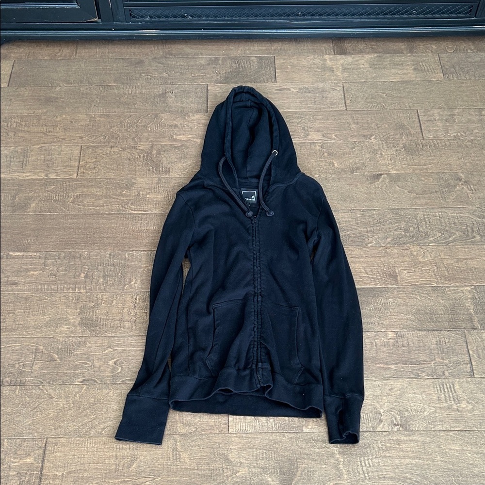 Everyday Black Zip Hoodie with Hood and Pockets